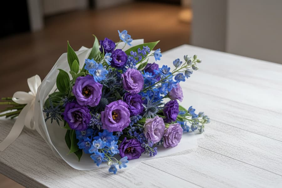 青・紫の花束