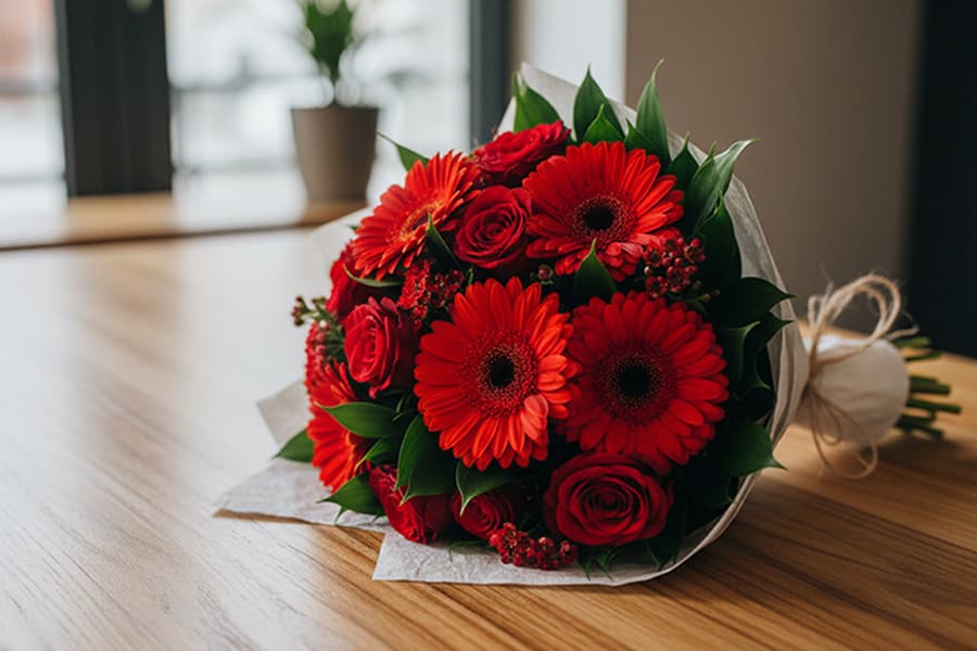 赤色の花束